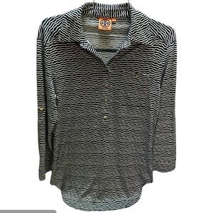 Tory Burch Black and White Button Down Shirt S